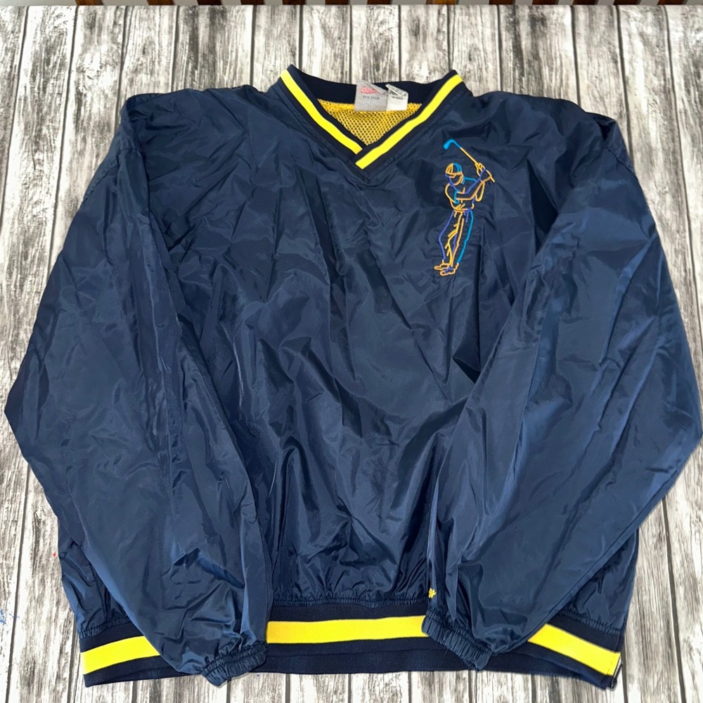 Rawlings Vintage " The Mark of the Pro" Golf Themed Windbreaker Pullover Size 2X